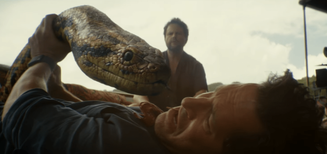 Paul rudd as Griff in Anoconda snake in face scene